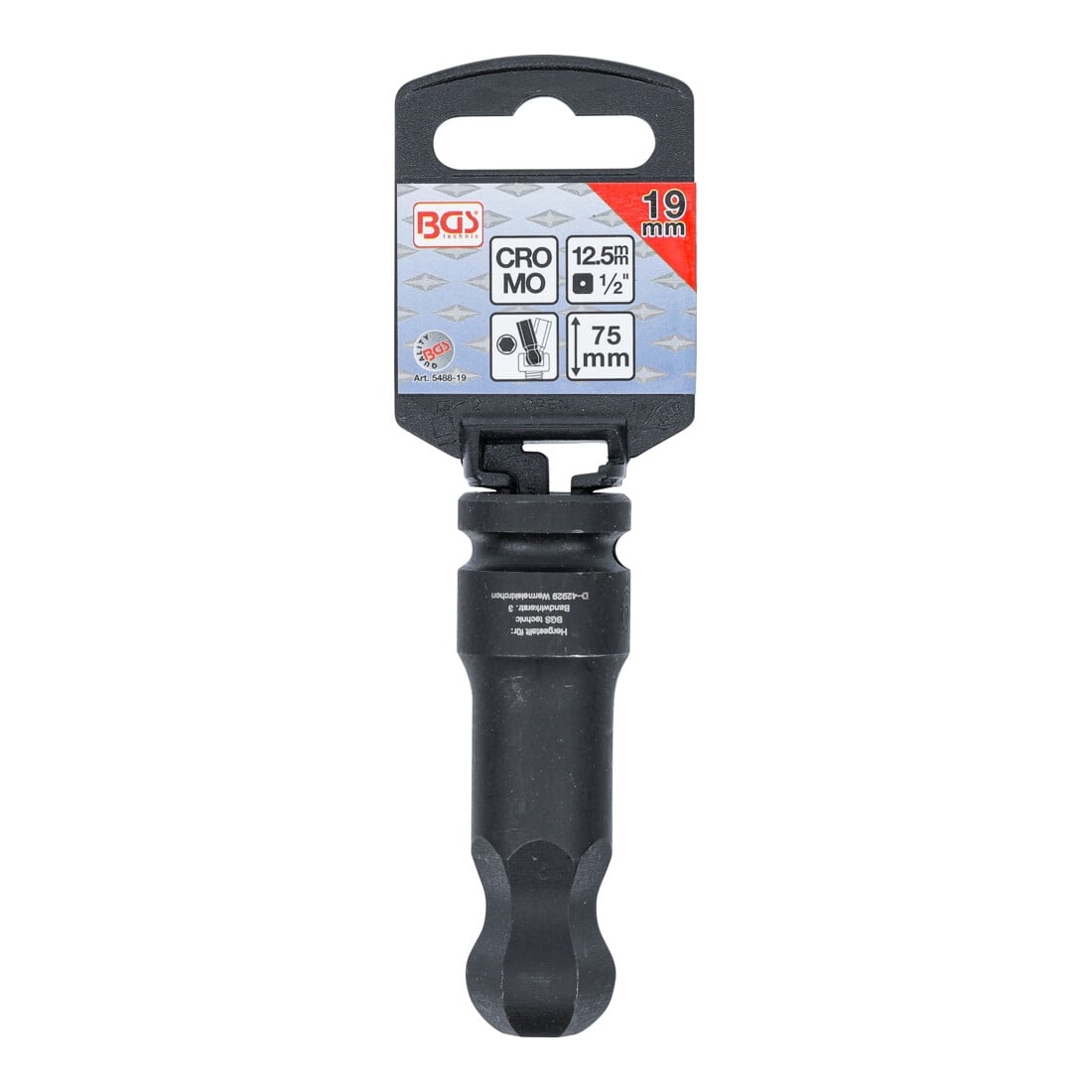 BGS Chiave a bussola, lunghezza 75 mm, 12,5 mm (1/2"), esagono interno con testa sferica 19 mm