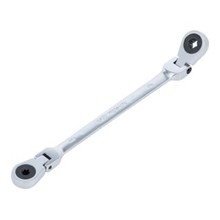 BGS Chiave a cricchetto doppia a anello, snodabile, con teste ad anello a profilo E, SW E6 x E8