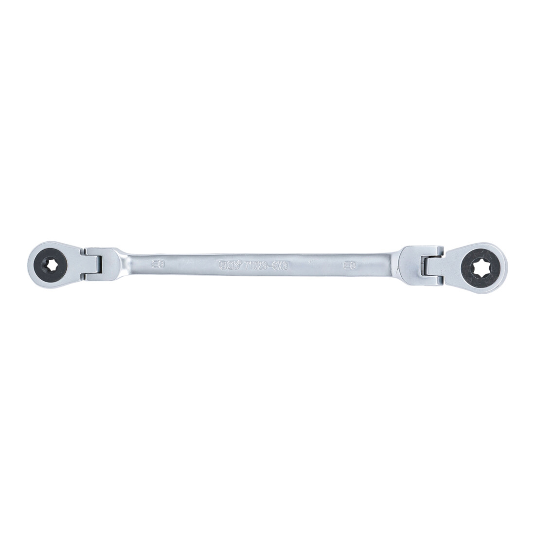 BGS Chiave a cricchetto doppia a anello, snodabile, con teste ad anello a profilo E, SW E6 x E8