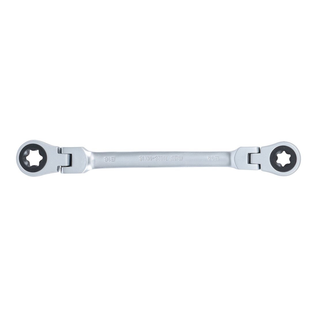 BGS Chiave a cricchetto doppia ad angolo, con teste anello profilo E, SW E14 x E18