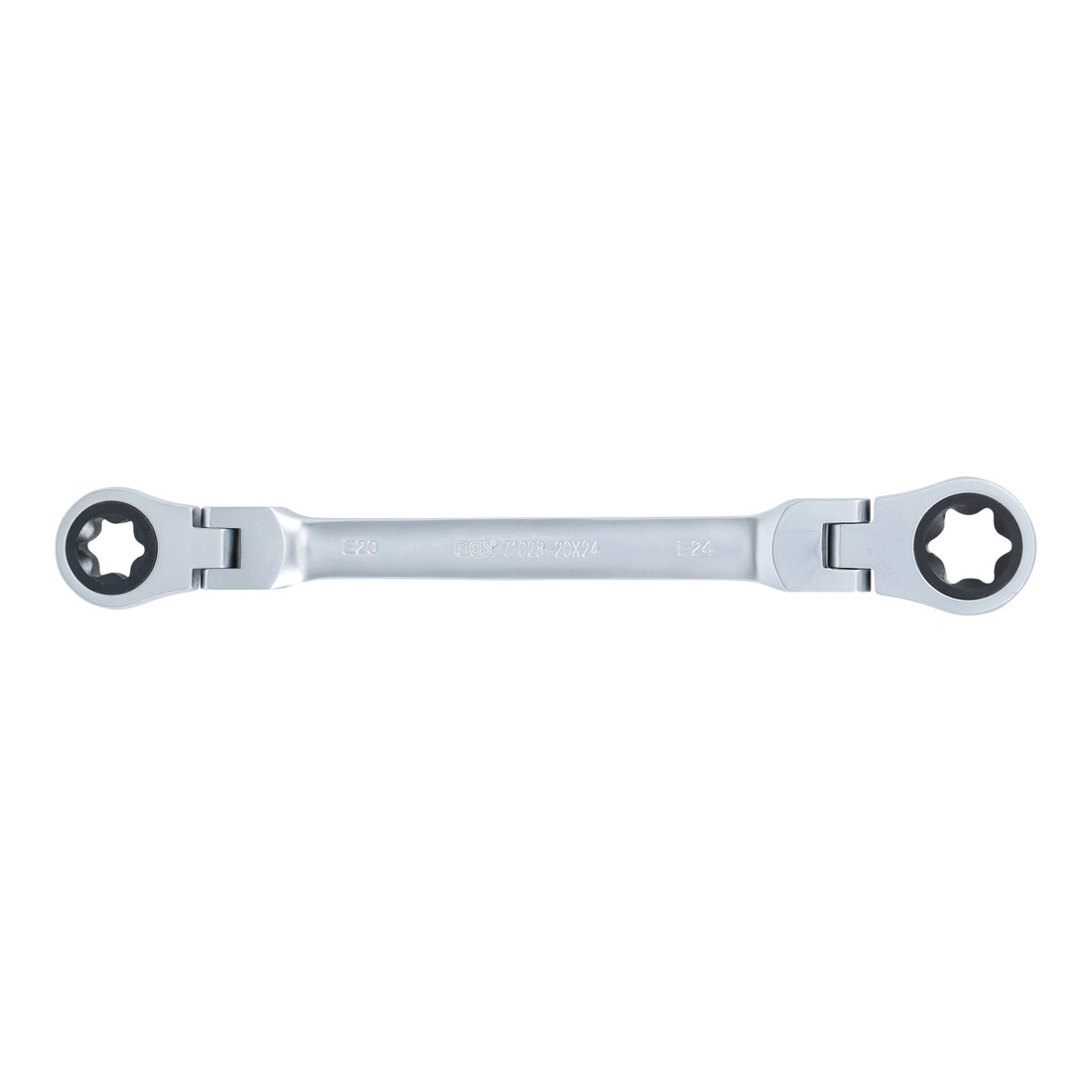 BGS Chiave a cricchetto doppia, angolabile, con teste ad anello profilo E, SW E20 x E24