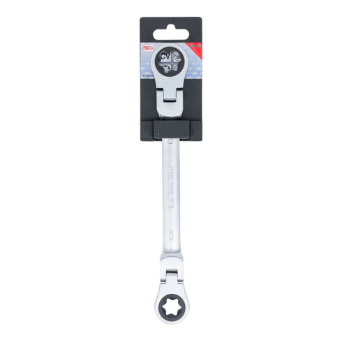 BGS Chiave a cricchetto doppia, angolabile, con teste ad anello profilo E, SW E20 x E24