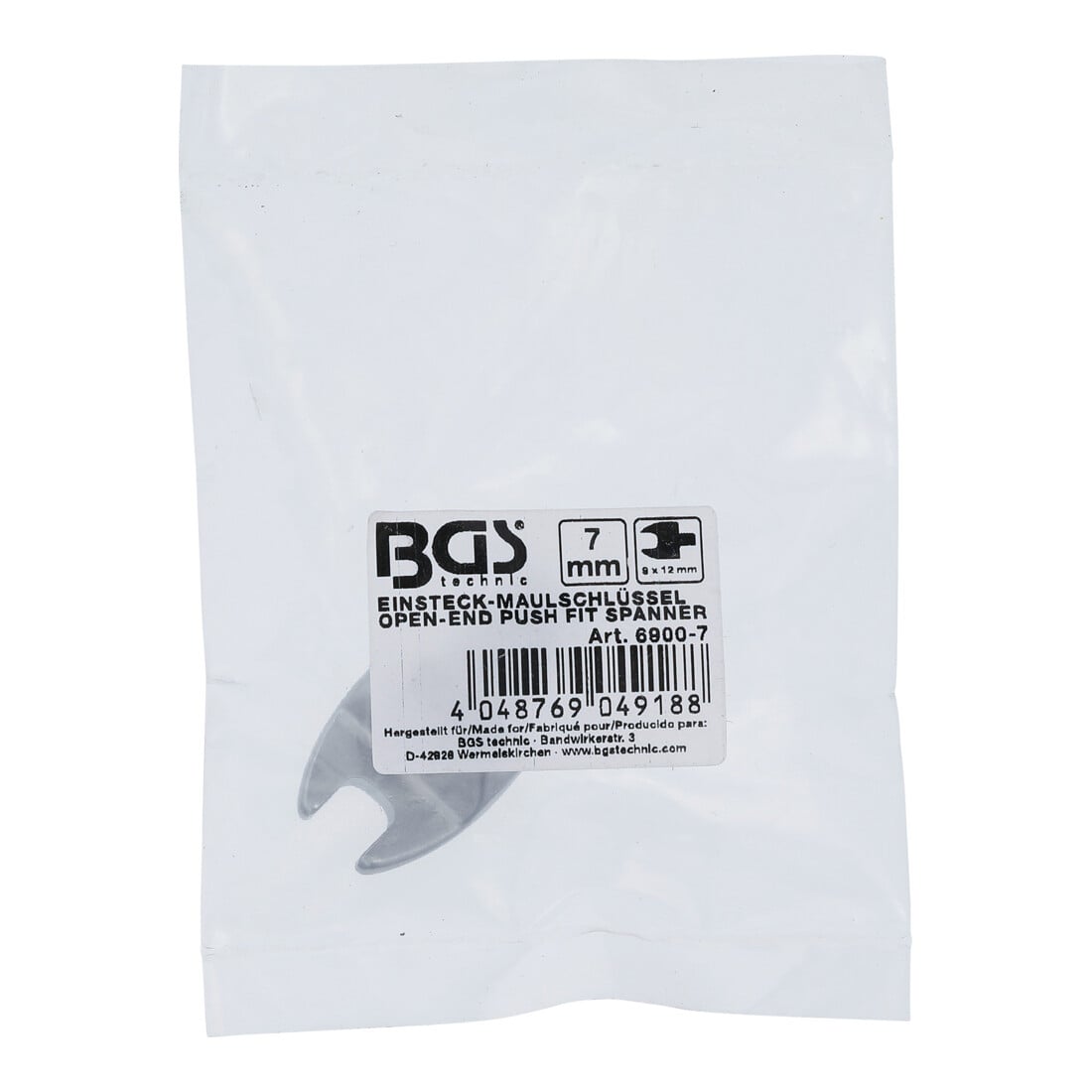 BGS Chiave a forchetta ad innesto, 7 mm, sede 9 x 12 mm