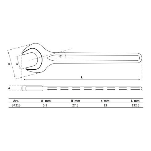 BGS Chiave a forchetta semplice, DIN 894, 13 mm