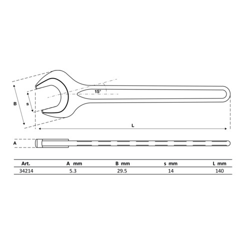 BGS Chiave a forchetta semplice, DIN 894, 14 mm