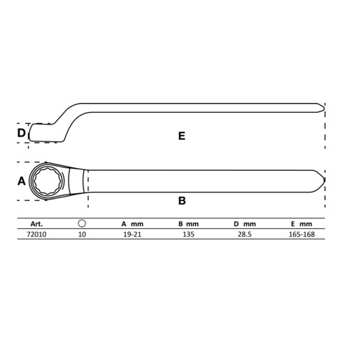 BGS Chiave ad anello semplice per elettricisti, gomito stretto, 10 mm