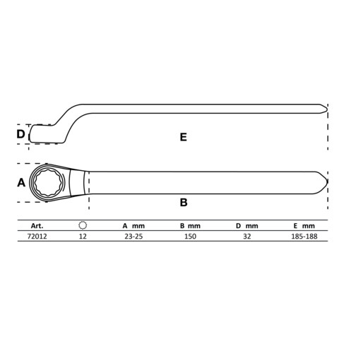 BGS Chiave ad anello semplice per elettricisti, gomito stretto, 12 mm