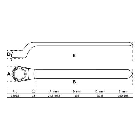 BGS Chiave ad anello semplice per elettricisti, gomito stretto, 13 mm