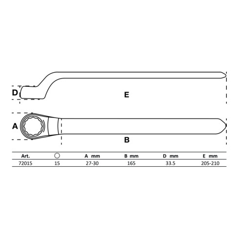 BGS Chiave ad anello semplice per elettricisti, gomito stretto, 15 mm