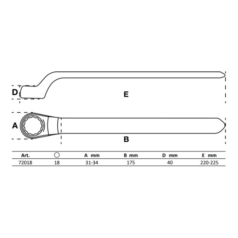 BGS Chiave ad anello semplice per elettricisti, gomito stretto, 18 mm