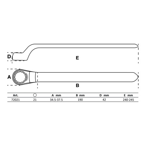 BGS Chiave ad anello semplice per elettricisti, gomito stretto, 21 mm