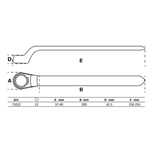 BGS Chiave ad anello semplice per elettricisti, gomito stretto, 22 mm