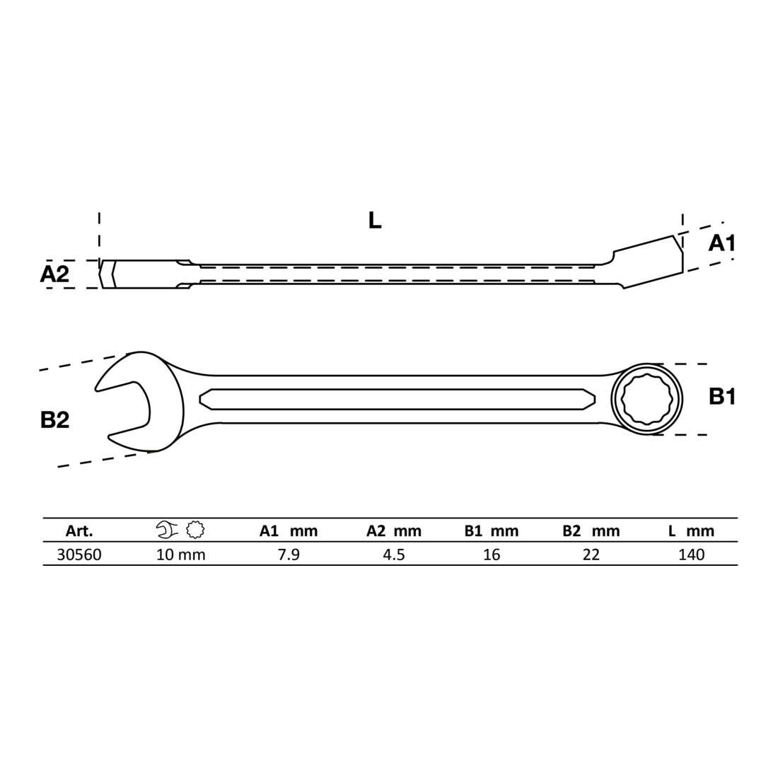 BGS Chiave combinata, 10 mm