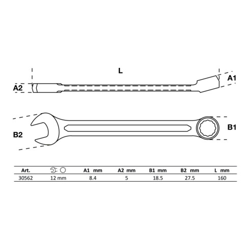 BGS Chiave combinata, 12 mm