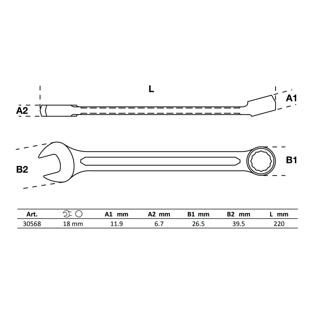 BGS Chiave combinata, 18 mm