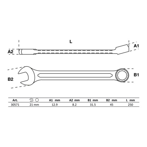 BGS Chiave combinata, 21 mm