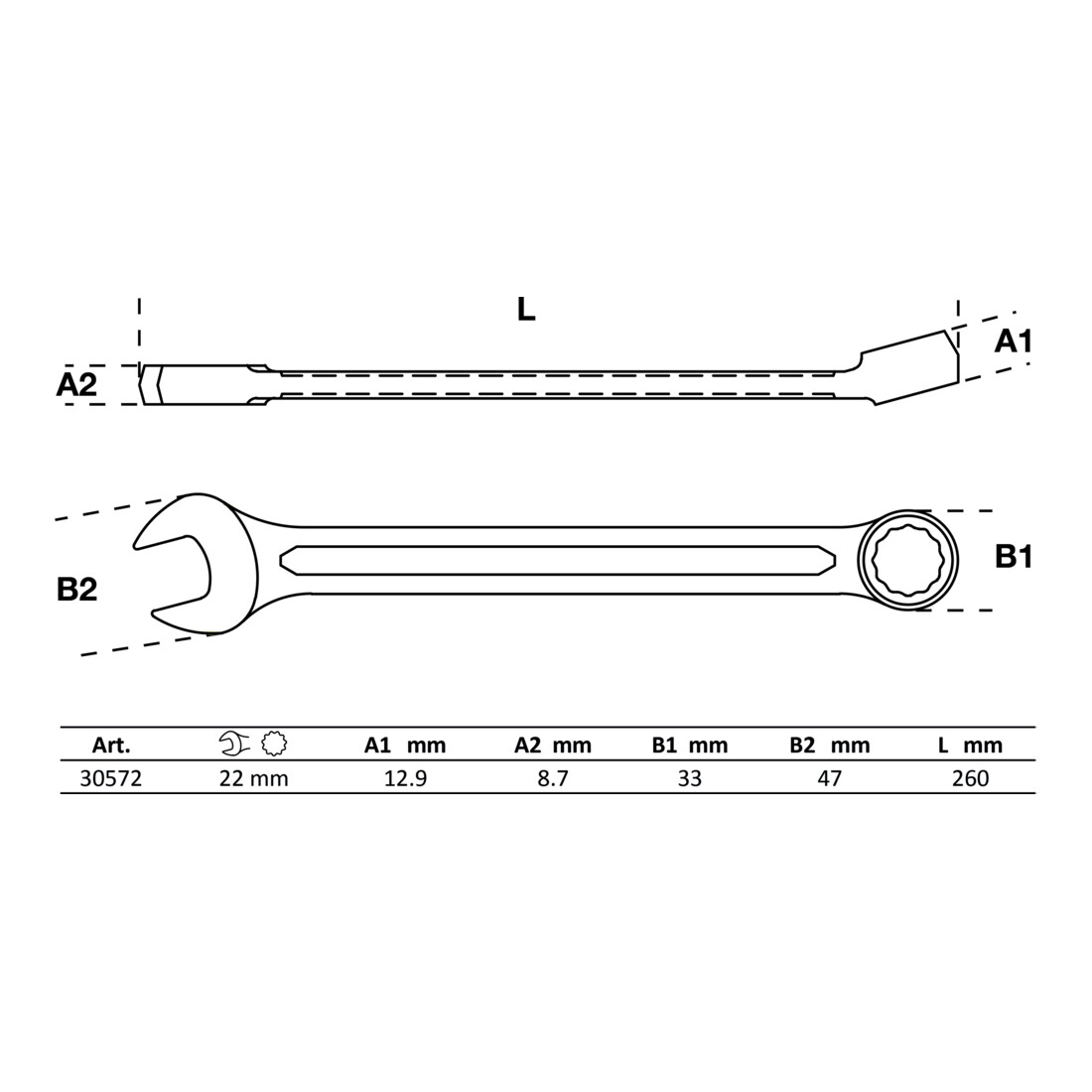 BGS Chiave combinata, 22 mm