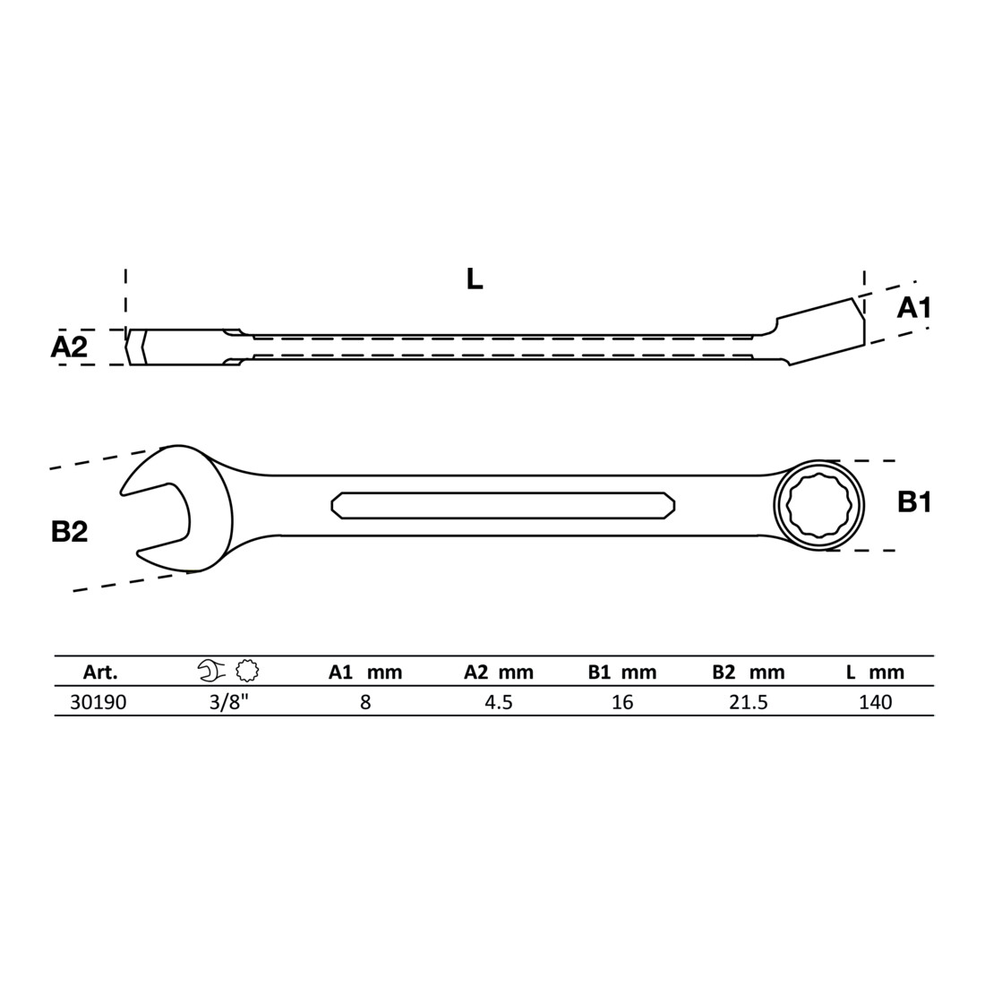 BGS Chiave combinata, 3/8"
