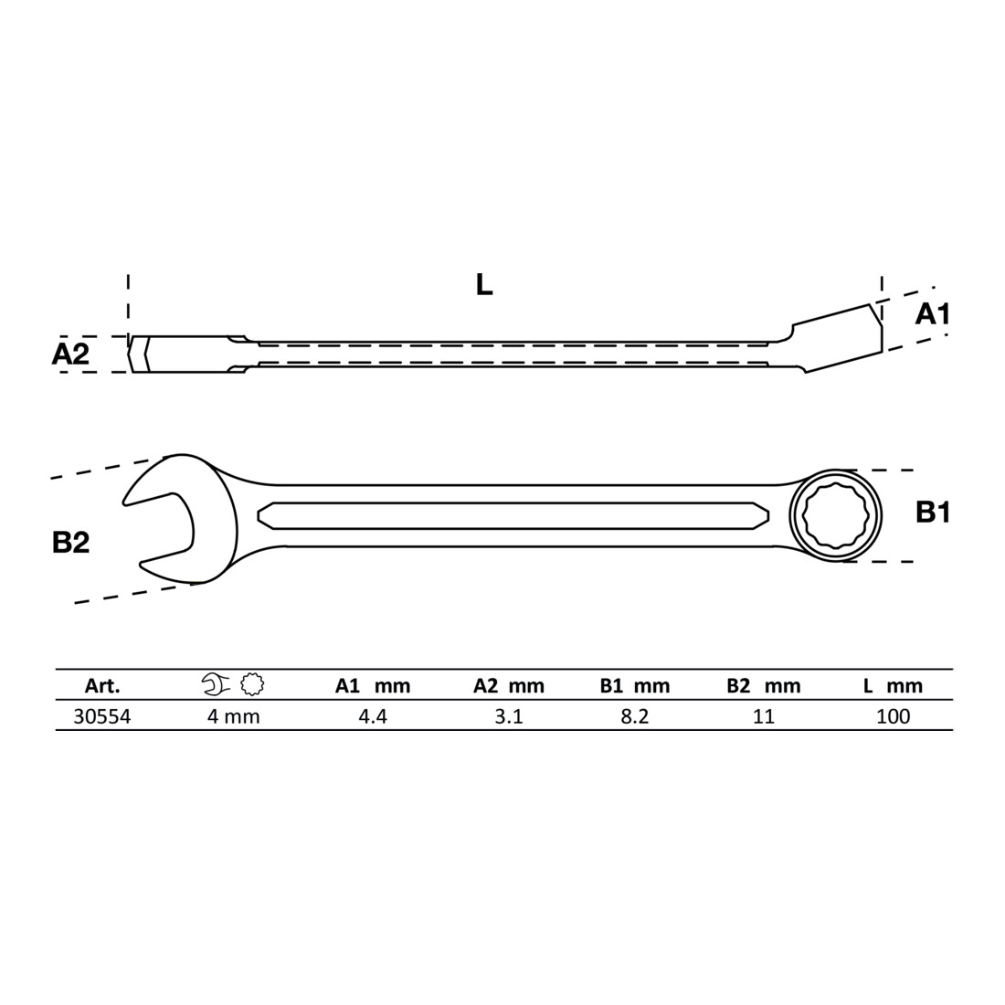 BGS Chiave combinata, 4 mm