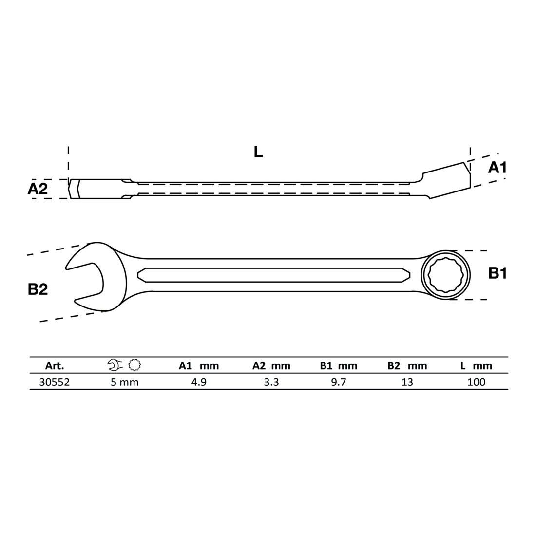 BGS Chiave combinata, 5 mm
