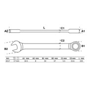 BGS Chiave combinata a cricchetto, 17 mm-3