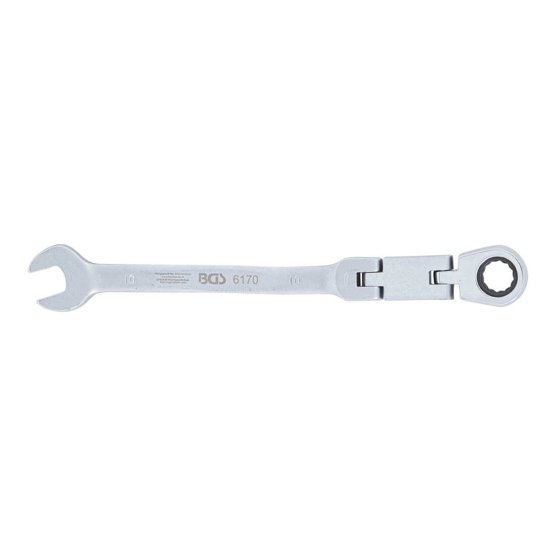 BGS Chiave combinata a cricchetto con doppio snodo, regolabile, 10 mm