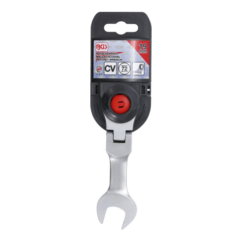 BGS Chiave combinata a cricchetto, corta, regolabile, 19 mm