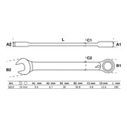 BGS Chiave combinata a cricchetto, reversibile, 14 mm-3