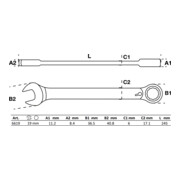 BGS Chiave combinata a cricchetto, reversibile, 19 mm-2