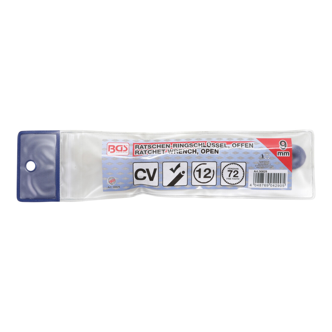 BGS Chiave combinata a doppio cricchetto, con bocca aperta, 9 mm