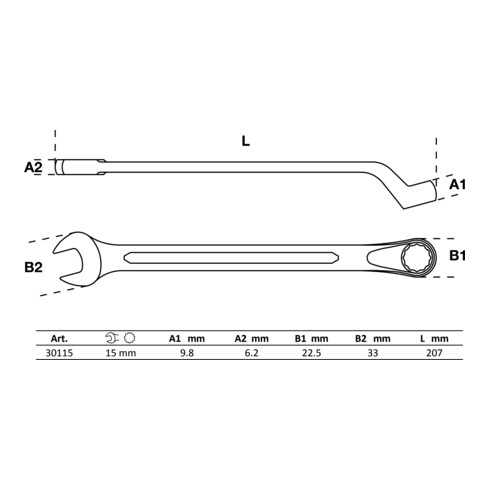 BGS Chiave combinata, piegata, 15 mm