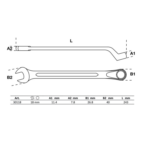 BGS Chiave combinata, piegata, 18 mm