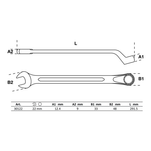 BGS Chiave combinata, piegata, 22 mm