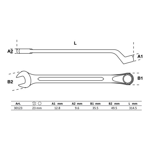 BGS Chiave combinata, piegata, 23 mm