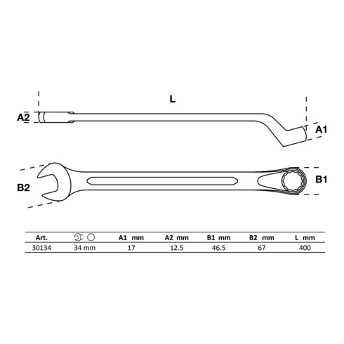 BGS Chiave combinata, piegata, 34 mm