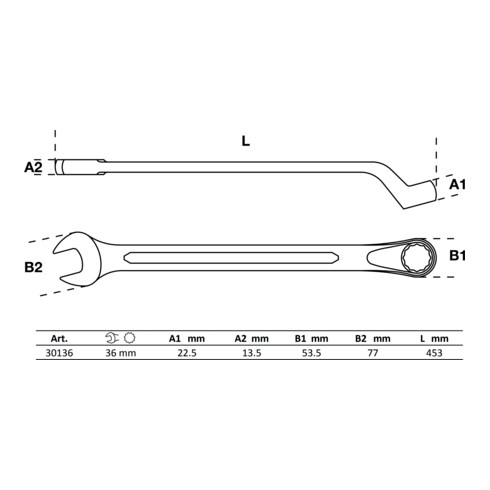 BGS Chiave combinata, piegata, 36 mm