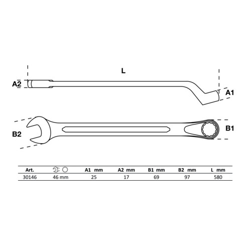 BGS Chiave combinata, piegata, 46 mm