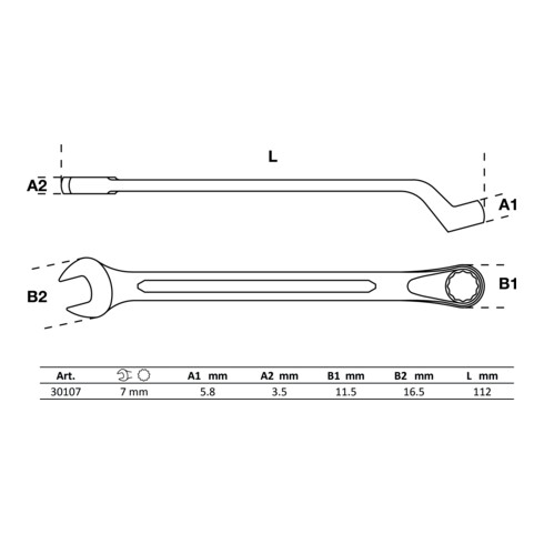 BGS Chiave combinata, piegata, 7 mm