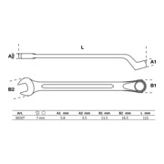 BGS Chiave combinata, piegata, 7 mm-3