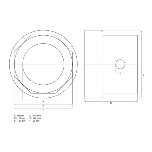 BGS Chiave per dadi mozzo ottagonale per rimorchi R.O.R., apertura 127mm