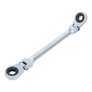 BGS Clé à cliquet double articulée, avec têtes à profil E, SW E14 x E18