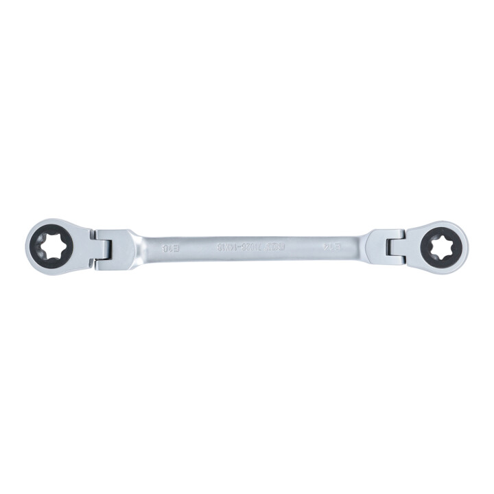 BGS Clé à cliquet double articulée, avec têtes à profil E, SW E14 x E18