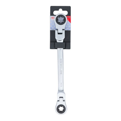 BGS Clé à cliquet double articulée, avec têtes à profil E, SW E14 x E18