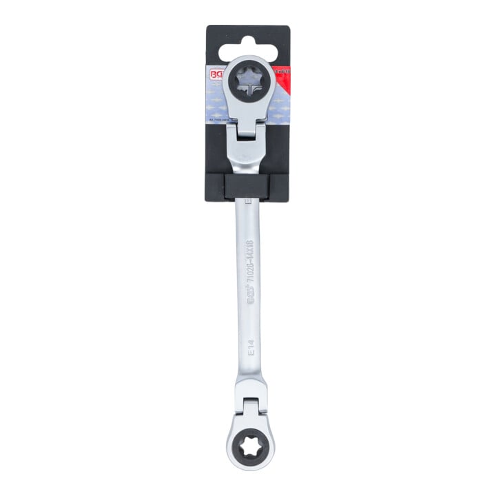 BGS Clé à cliquet double articulée, avec têtes à profil E, SW E14 x E18