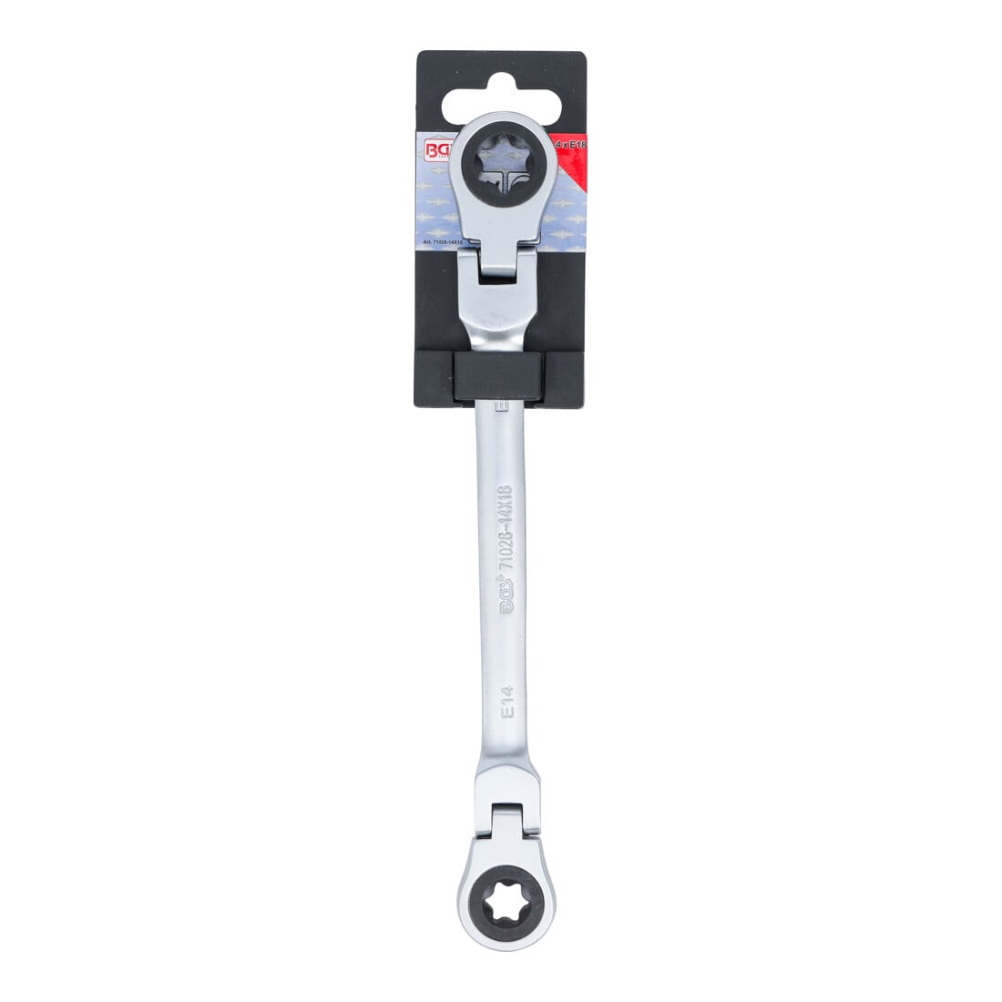 BGS Clé à cliquet double articulée, avec têtes à profil E, SW E14 x E18