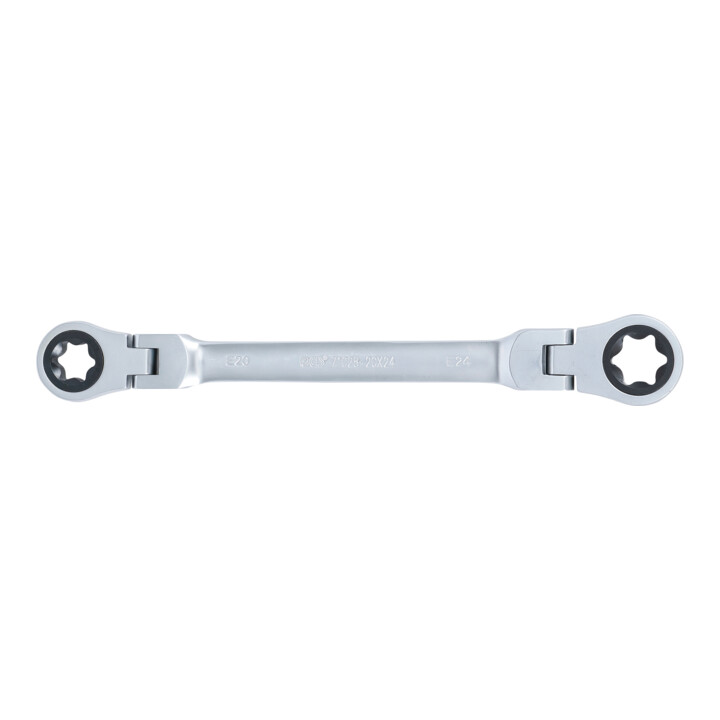 BGS Clé à cliquet double articulée, avec têtes à profil E, SW E20 x E24