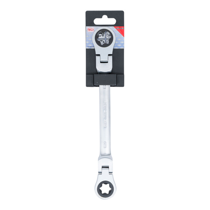 BGS Clé à cliquet double articulée, avec têtes à profil E, SW E20 x E24