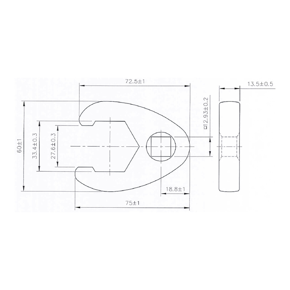 BGS Clé à fourche à carré creux 12,5 mm (1/2") SW 33 mm