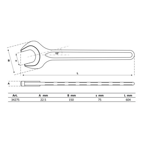 BGS Clé à fourche DIN 894 75 mm