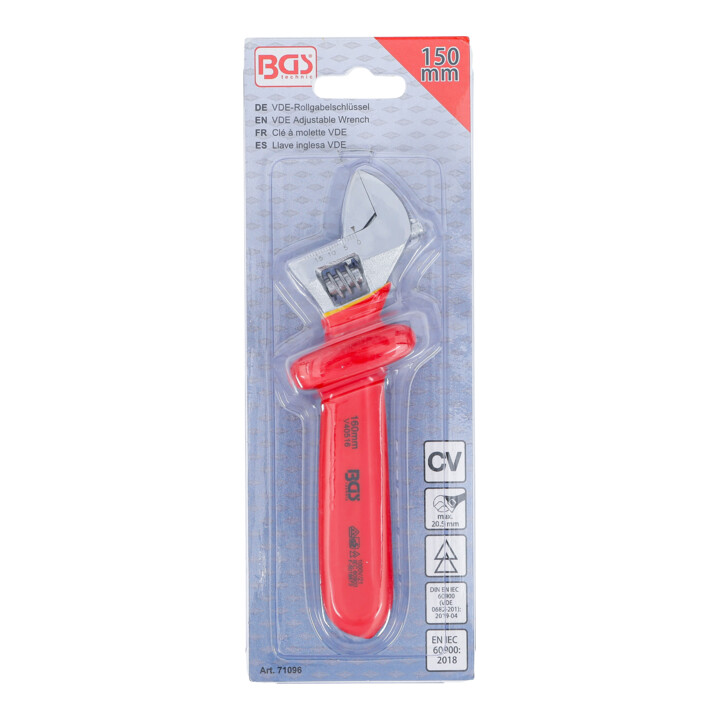 BGS Clé à molette isolée VDE, SW max. 20,5 mm